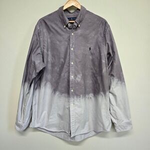 Ralph Lauren Shirt Mens XXL Purple Grey Dip Dye Ombre Oxford Streetwear
